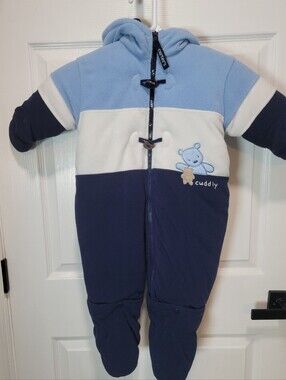Carters Baby Cuddly Colorblock Fleece One-Piece Snowsuit - Blue/Navy